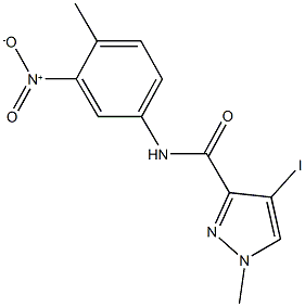 N-{3-nitro-4-methylphenyl}-4-iodo-1-methyl-1H-pyrazole-3-carboxamide Struktur