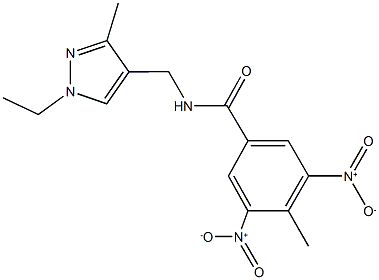 N-[(1-ethyl-3-methyl-1H-pyrazol-4-yl)methyl]-3,5-dinitro-4-methylbenzamide Structure