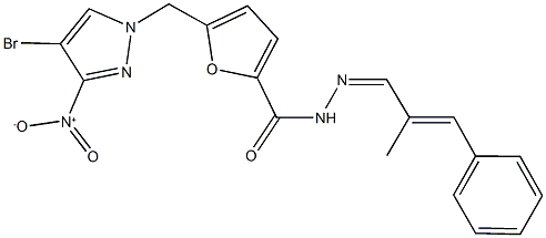 5-({4-bromo-3-nitro-1H-pyrazol-1-yl}methyl)-N'-(2-methyl-3-phenyl-2-propenylidene)-2-furohydrazide,492422-45-4,结构式