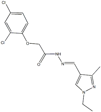 2-(2,4-dichlorophenoxy)-N'-[(1-ethyl-3-methyl-1H-pyrazol-4-yl)methylene]acetohydrazide Structure