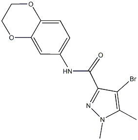 4-bromo-N-(2,3-dihydro-1,4-benzodioxin-6-yl)-1,5-dimethyl-1H-pyrazole-3-carboxamide Structure