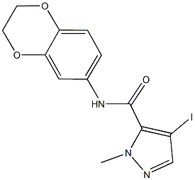 N-(2,3-dihydro-1,4-benzodioxin-6-yl)-4-iodo-1-methyl-1H-pyrazole-5-carboxamide Struktur