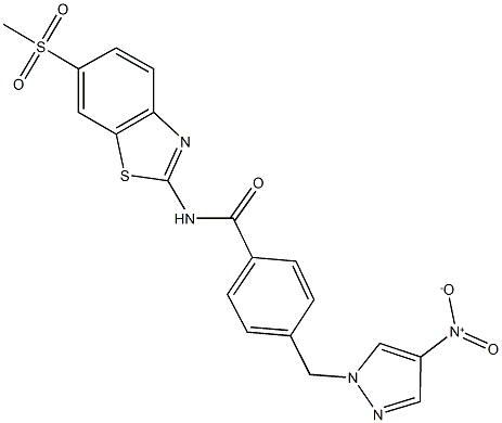 4-({4-nitro-1H-pyrazol-1-yl}methyl)-N-[6-(methylsulfonyl)-1,3-benzothiazol-2-yl]benzamide Structure