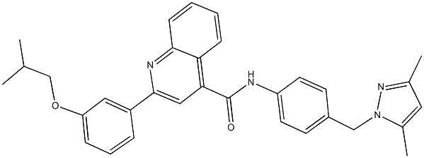 N-{4-[(3,5-dimethyl-1H-pyrazol-1-yl)methyl]phenyl}-2-(3-isobutoxyphenyl)-4-quinolinecarboxamide Structure