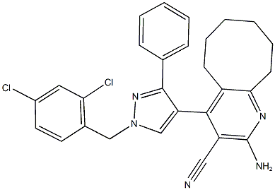 2-amino-4-[1-(2,4-dichlorobenzyl)-3-phenyl-1H-pyrazol-4-yl]-5,6,7,8,9,10-hexahydrocycloocta[b]pyridine-3-carbonitrile|