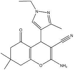 2-amino-4-(1-ethyl-3-methyl-1H-pyrazol-4-yl)-7,7-dimethyl-5-oxo-5,6,7,8-tetrahydro-4H-chromene-3-carbonitrile Structure