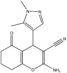 2-amino-4-(1,5-dimethyl-1H-pyrazol-4-yl)-5-oxo-5,6,7,8-tetrahydro-4H-chromene-3-carbonitrile Structure