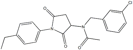 N-(3-chlorobenzyl)-N-[1-(4-ethylphenyl)-2,5-dioxo-3-pyrrolidinyl]acetamide,492425-78-2,结构式