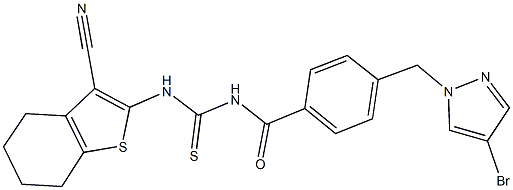 N-{4-[(4-bromo-1H-pyrazol-1-yl)methyl]benzoyl}-N'-(3-cyano-4,5,6,7-tetrahydro-1-benzothien-2-yl)thiourea Structure