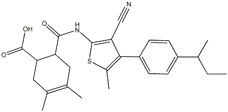 6-({[4-(4-sec-butylphenyl)-3-cyano-5-methyl-2-thienyl]amino}carbonyl)-3,4-dimethyl-3-cyclohexene-1-carboxylic acid,492426-04-7,结构式