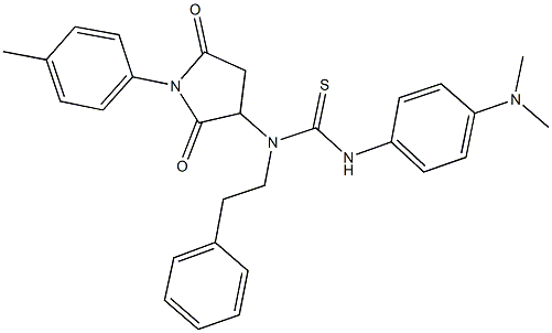 N'-[4-(dimethylamino)phenyl]-N-[1-(4-methylphenyl)-2,5-dioxo-3-pyrrolidinyl]-N-(2-phenylethyl)thiourea Struktur