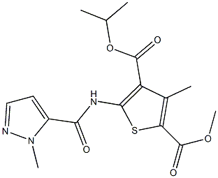 4-isopropyl 2-methyl 3-methyl-5-{[(1-methyl-1H-pyrazol-5-yl)carbonyl]amino}-2,4-thiophenedicarboxylate Struktur