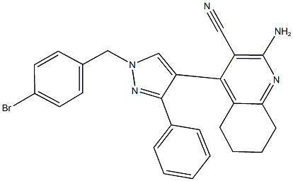 2-amino-4-[1-(4-bromobenzyl)-3-phenyl-1H-pyrazol-4-yl]-5,6,7,8-tetrahydro-3-quinolinecarbonitrile Struktur