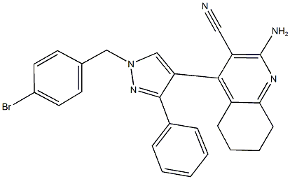 2-amino-4-[1-(4-bromobenzyl)-3-phenyl-1H-pyrazol-4-yl]-5,6,7,8-tetrahydro-3-quinolinecarbonitrile 化学構造式