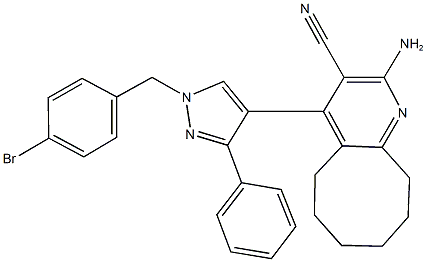 2-amino-4-[1-(4-bromobenzyl)-3-phenyl-1H-pyrazol-4-yl]-5,6,7,8,9,10-hexahydrocycloocta[b]pyridine-3-carbonitrile Structure