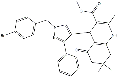 methyl 4-[1-(4-bromobenzyl)-3-phenyl-1H-pyrazol-4-yl]-2,7,7-trimethyl-5-oxo-1,4,5,6,7,8-hexahydro-3-quinolinecarboxylate Struktur