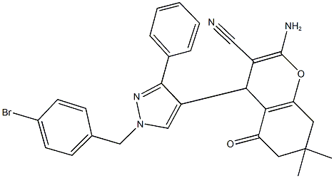 2-amino-4-[1-(4-bromobenzyl)-3-phenyl-1H-pyrazol-4-yl]-7,7-dimethyl-5-oxo-5,6,7,8-tetrahydro-4H-chromene-3-carbonitrile|