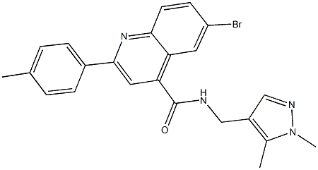 6-bromo-N-[(1,5-dimethyl-1H-pyrazol-4-yl)methyl]-2-(4-methylphenyl)-4-quinolinecarboxamide 结构式