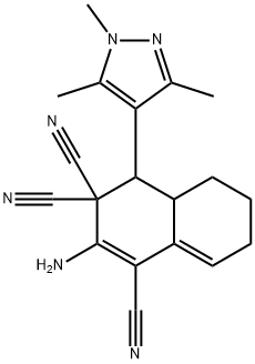 2-amino-4-(1,3,5-trimethyl-1H-pyrazol-4-yl)-4a,5,6,7-tetrahydro-1,3,3(4H)-naphthalenetricarbonitrile 化学構造式
