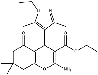 ethyl 2-amino-4-(1-ethyl-3,5-dimethyl-1H-pyrazol-4-yl)-7,7-dimethyl-5-oxo-5,6,7,8-tetrahydro-4H-chromene-3-carboxylate,492426-99-0,结构式