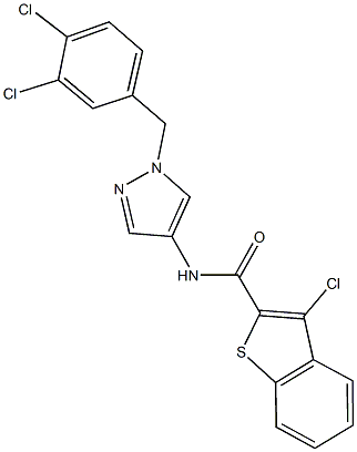 3-chloro-N-[1-(3,4-dichlorobenzyl)-1H-pyrazol-4-yl]-1-benzothiophene-2-carboxamide,492427-28-8,结构式