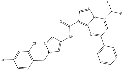 N-[1-(2,4-dichlorobenzyl)-1H-pyrazol-4-yl]-7-(difluoromethyl)-5-phenylpyrazolo[1,5-a]pyrimidine-3-carboxamide Struktur
