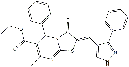 ethyl 7-methyl-3-oxo-5-phenyl-2-[(3-phenyl-1H-pyrazol-4-yl)methylene]-2,3-dihydro-5H-[1,3]thiazolo[3,2-a]pyrimidine-6-carboxylate|