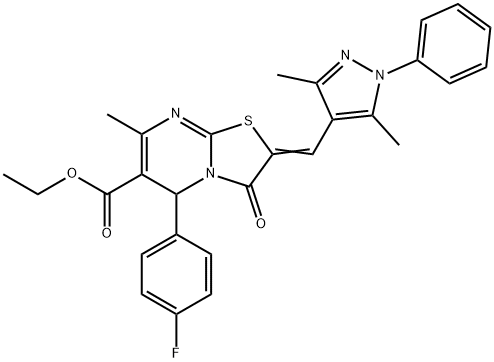 ethyl 2-[(3,5-dimethyl-1-phenyl-1H-pyrazol-4-yl)methylene]-5-(4-fluorophenyl)-7-methyl-3-oxo-2,3-dihydro-5H-[1,3]thiazolo[3,2-a]pyrimidine-6-carboxylate Structure