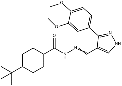 4-tert-butyl-N'-{[3-(3,4-dimethoxyphenyl)-1H-pyrazol-4-yl]methylene}cyclohexanecarbohydrazide Struktur