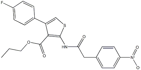 propyl 4-(4-fluorophenyl)-2-[({4-nitrophenyl}acetyl)amino]-3-thiophenecarboxylate 结构式