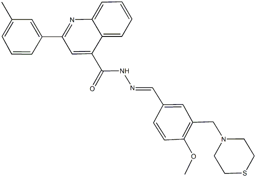 N'-[4-methoxy-3-(thiomorpholin-4-ylmethyl)benzylidene]-2-(3-methylphenyl)quinoline-4-carbohydrazide,492429-03-5,结构式