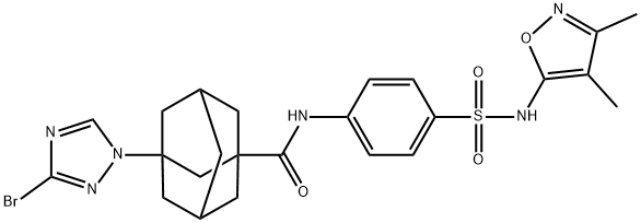 3-(3-bromo-1H-1,2,4-triazol-1-yl)-N-(4-{[(3,4-dimethyl-5-isoxazolyl)amino]sulfonyl}phenyl)-1-adamantanecarboxamide Structure