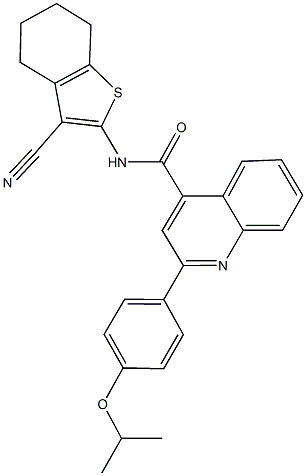 N-(3-cyano-4,5,6,7-tetrahydro-1-benzothien-2-yl)-2-(4-isopropoxyphenyl)-4-quinolinecarboxamide 结构式