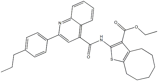 ethyl 2-({[2-(4-propylphenyl)quinolin-4-yl]carbonyl}amino)-4,5,6,7,8,9-hexahydrocycloocta[b]thiophene-3-carboxylate Struktur