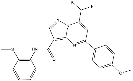 7-(difluoromethyl)-5-(4-methoxyphenyl)-N-[2-(methylsulfanyl)phenyl]pyrazolo[1,5-a]pyrimidine-3-carboxamide,492433-55-3,结构式