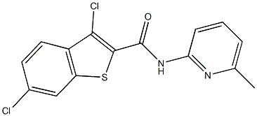 3,6-dichloro-N-(6-methyl-2-pyridinyl)-1-benzothiophene-2-carboxamide Struktur