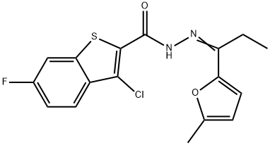 3-chloro-6-fluoro-N'-[1-(5-methyl-2-furyl)propylidene]-1-benzothiophene-2-carbohydrazide|