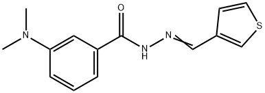 3-(dimethylamino)-N'-(3-thienylmethylene)benzohydrazide 化学構造式
