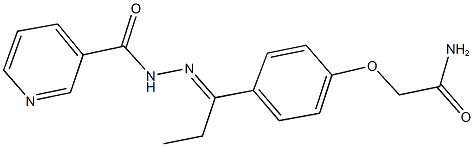 2-{4-[N-(3-pyridinylcarbonyl)propanehydrazonoyl]phenoxy}acetamide Structure