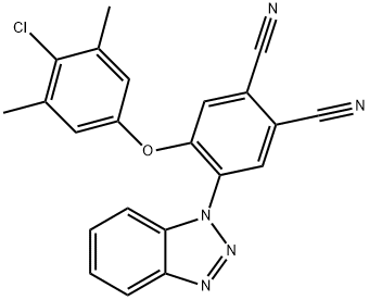 4-(1H-1,2,3-benzotriazol-1-yl)-5-(4-chloro-3,5-dimethylphenoxy)phthalonitrile 化学構造式