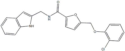 5-[(2-chlorophenoxy)methyl]-N-(1H-indol-2-ylmethyl)-2-furamide 结构式