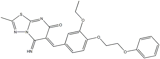 6-[3-ethoxy-4-(2-phenoxyethoxy)benzylidene]-5-imino-2-methyl-5,6-dihydro-7H-[1,3,4]thiadiazolo[3,2-a]pyrimidin-7-one Structure