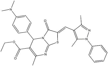 ethyl 5-[4-(dimethylamino)phenyl]-2-[(3,5-dimethyl-1-phenyl-1H-pyrazol-4-yl)methylene]-7-methyl-3-oxo-2,3-dihydro-5H-[1,3]thiazolo[3,2-a]pyrimidine-6-carboxylate|