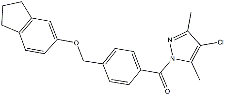 4-chloro-1-{4-[(2,3-dihydro-1H-inden-5-yloxy)methyl]benzoyl}-3,5-dimethyl-1H-pyrazole 结构式