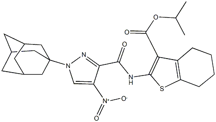 isopropyl 2-[({1-(1-adamantyl)-4-nitro-1H-pyrazol-3-yl}carbonyl)amino]-4,5,6,7-tetrahydro-1-benzothiophene-3-carboxylate Structure