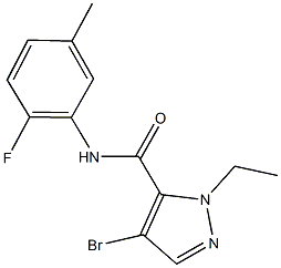 4-bromo-1-ethyl-N-(2-fluoro-5-methylphenyl)-1H-pyrazole-5-carboxamide,492456-37-8,结构式