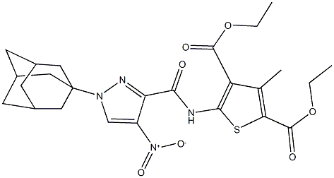 diethyl 5-[({1-(1-adamantyl)-4-nitro-1H-pyrazol-3-yl}carbonyl)amino]-3-methyl-2,4-thiophenedicarboxylate,492456-95-8,结构式