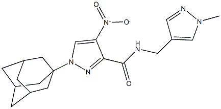 1-(1-adamantyl)-4-nitro-N-[(1-methyl-1H-pyrazol-4-yl)methyl]-1H-pyrazole-3-carboxamide 结构式