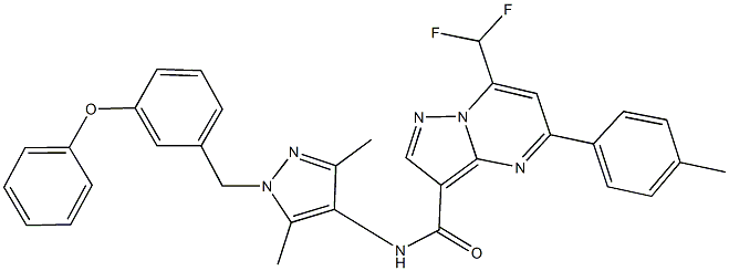 7-(difluoromethyl)-N-[3,5-dimethyl-1-(3-phenoxybenzyl)-1H-pyrazol-4-yl]-5-(4-methylphenyl)pyrazolo[1,5-a]pyrimidine-3-carboxamide Struktur