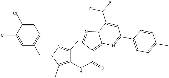 N-[1-(3,4-dichlorobenzyl)-3,5-dimethyl-1H-pyrazol-4-yl]-7-(difluoromethyl)-5-(4-methylphenyl)pyrazolo[1,5-a]pyrimidine-3-carboxamide Structure